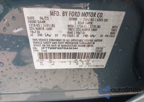 2023 Ford Maverick Lariat из США, поврежденный, VIN 3FTTW8F9XPRA56344